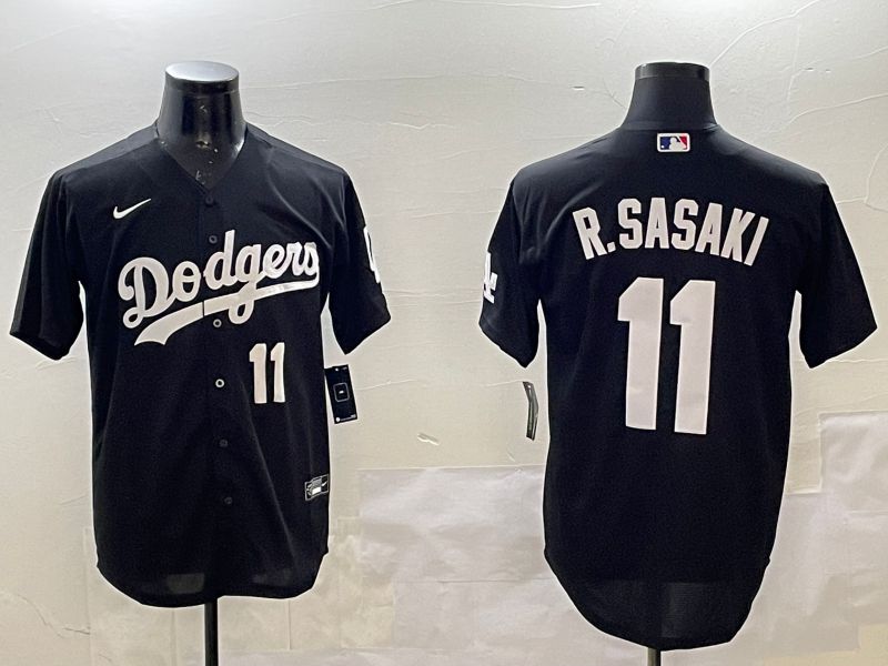 Men Los Angeles Dodgers #11 R.Sasaki Black Game 2025 Nike MLB Jersey style 5->los angeles dodgers->MLB Jersey